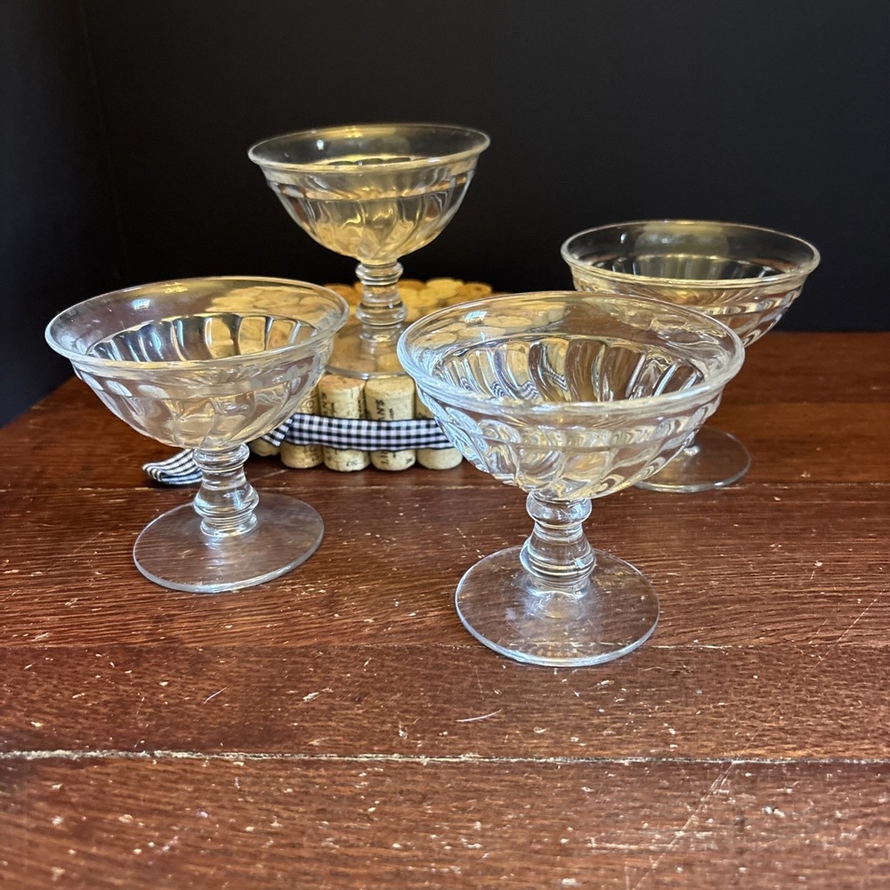 Fostoria American Clear Low Sherbet Set Of 4 - Vintage Elegant Glassware